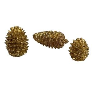 Gold Pinecones Set 3 Decorative Centerpiece Holiday Home Decor Heavy Paperweight